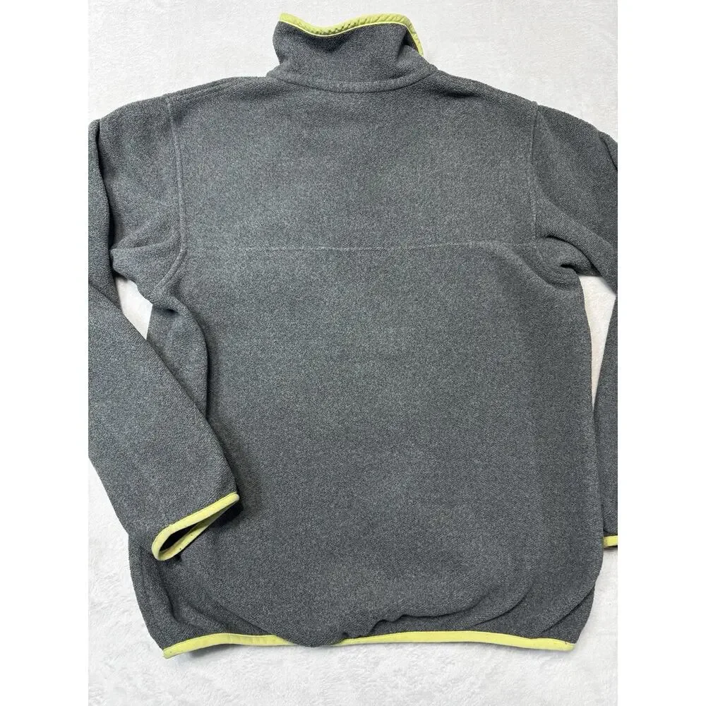Patagonia Synchilla Chartreuse Trim Snap T Fleece Pullover Gray Women SZ S